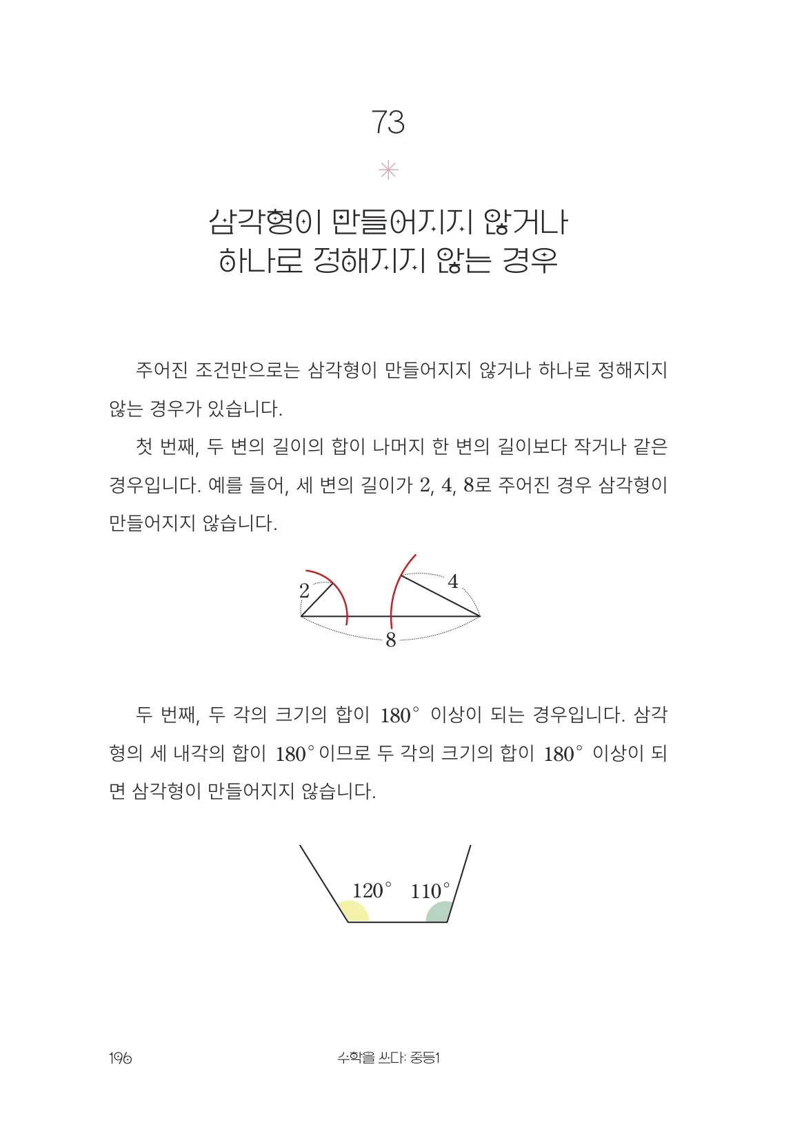 삼각형이 만들어지지 않거나 하나로 정해지지 않는 경우 개념 원문 페이지